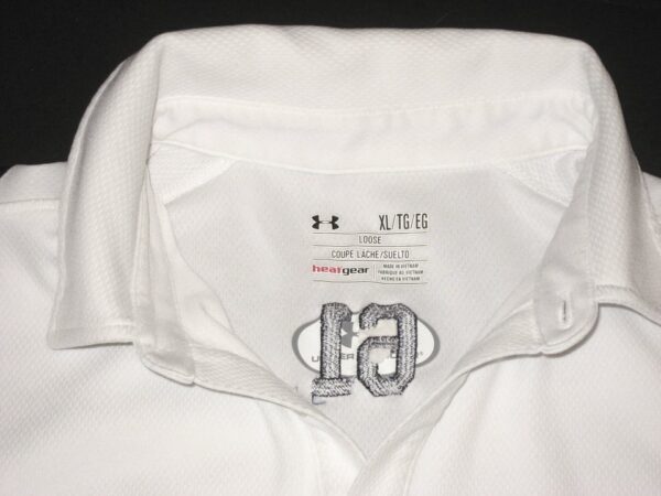 Scott Daly Player Issued Official White Notre Dame Fighting Irish #61 Under Armour HeatGear Polo Shirt