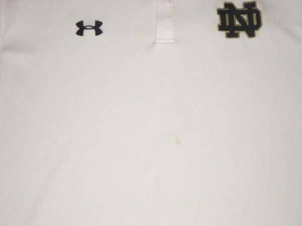 Scott Daly Player Issued Official White Notre Dame Fighting Irish #61 Under Armour HeatGear Polo Shirt