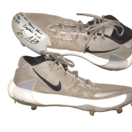 Tejay Antone 2020 Cincinnati Reds Rookie Game Worn & Signed Custom Nike Zoom Freak 1 Atmosphere Grey Baseball Cleats