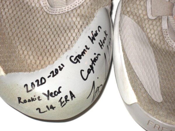 Tejay Antone 2020 Cincinnati Reds Rookie Game Worn & Signed Custom Nike Zoom Freak 1 Atmosphere Grey Baseball Cleats