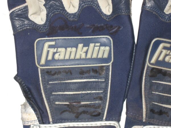 Andrew Moritz 2021 Rome Braves Game Worn & Signed Blue & Grey Franklin Batting Gloves