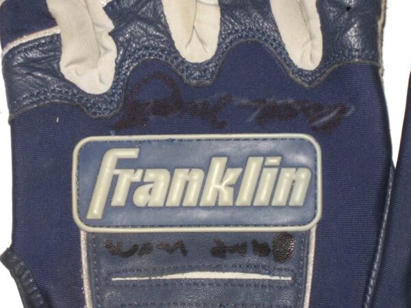 Andrew Moritz 2021 Rome Braves Game Worn & Signed Blue & Grey Franklin Batting Gloves