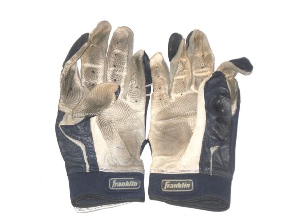 Andrew Moritz 2021 Rome Braves Game Worn & Signed Blue & Grey Franklin Batting Gloves