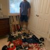 Andrew Moritz with 2021 Rome Braves Game Worn & Signed Blue & Grey Franklin Batting Gloves