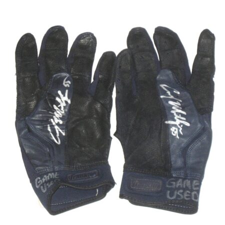 Cody Milligan 2021 Rome Braves Game Used & Signed Blue & Black Franklin Batting Gloves