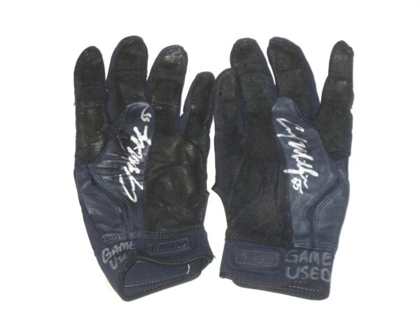 Cody Milligan 2021 Rome Braves Game Used & Signed Blue & Black Franklin Batting Gloves