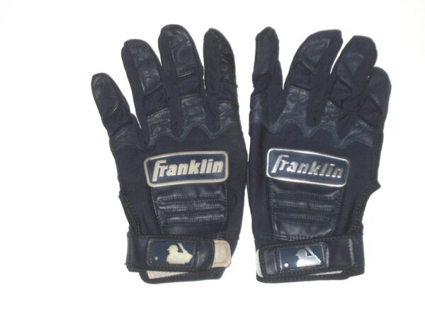 Cody Milligan 2021 Rome Braves Game Used & Signed Blue & Black Franklin Batting Gloves