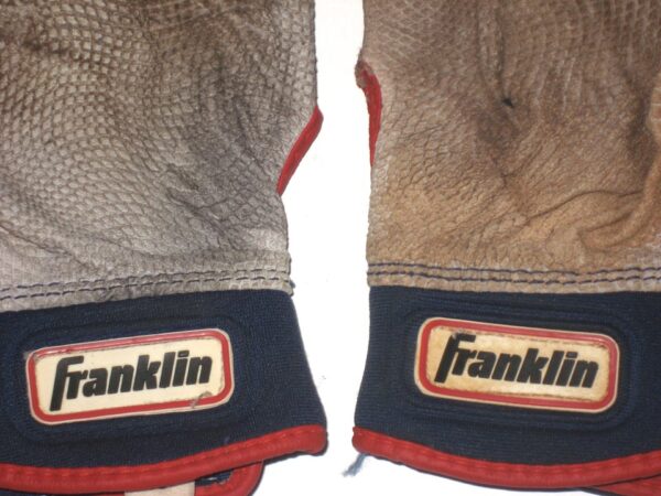 Cody Milligan 2021 Rome Braves Game Used & Signed Blue, Red & Grey Franklin Batting Gloves