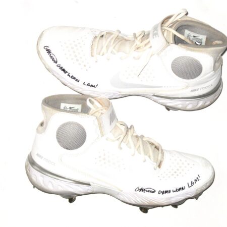 Colby Morris 2021 Brooklyn Cyclones Game Worn & Signed White & Silver Nike Alpha Huarache Baseball Cleats