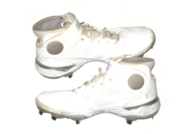 Colby Morris 2021 Brooklyn Cyclones Game Worn & Signed White & Silver Nike Alpha Huarache Baseball Cleats