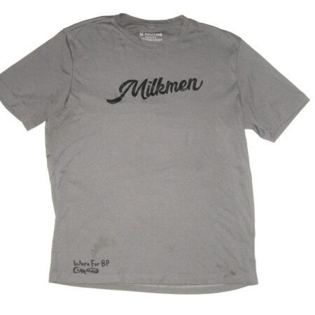 Colby Morris Practice Worn & Signed Grey Milwaukee Milkmen Routine Shirt - Worn for Batting Practice!