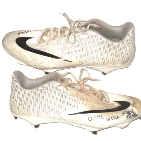 Indigo Diaz Michigan State Spartans Game Worn & Signed White & Black Nike Vapor Cleats