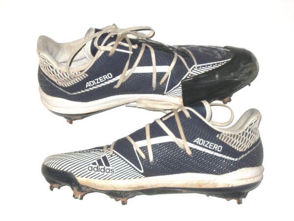 Jake Higginbotham 2021 Rome Braves Game Worn & Signed Blue & White Adidas Adizero Cleats