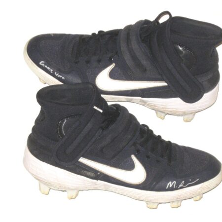 Matthew Swain Fort Myers Mighty Mussels Game Worn & Signed Blue & White Nike Alpha Baseball Cleats