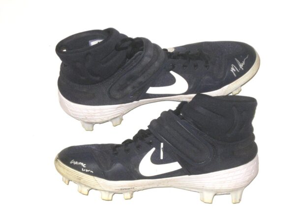 Matthew Swain Fort Myers Mighty Mussels Game Worn & Signed Blue & White Nike Alpha Baseball Cleats