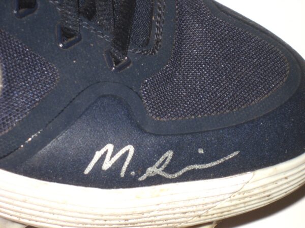 Matthew Swain Fort Myers Mighty Mussels Game Worn & Signed Blue & White Nike Alpha Baseball Cleats