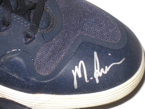 Matthew Swain Fort Myers Mighty Mussels Game Worn & Signed Blue & White Nike Alpha Baseball Cleats