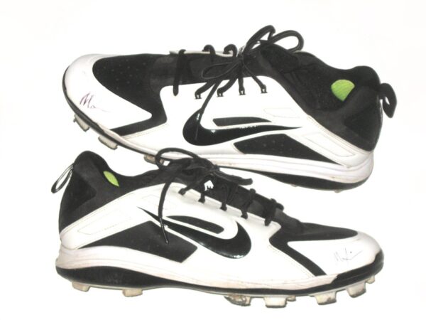 Matthew Swain Fort Myers Mighty Mussels Practice Worn & Signed White & Black Nike Cleats