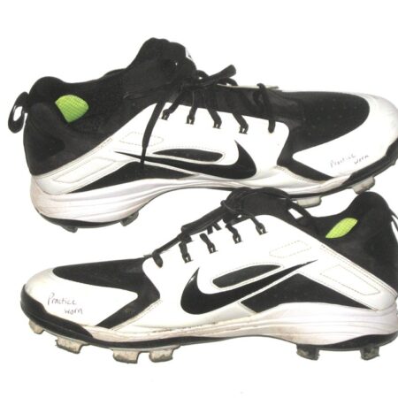 Matthew Swain Fort Myers Mighty Mussels Practice Worn & Signed White & Black Nike Cleats1