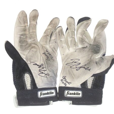 Drew Campbell 2021 Rome Braves Game Worn & Signed Blue, White & Grey Franklin Batting Gloves