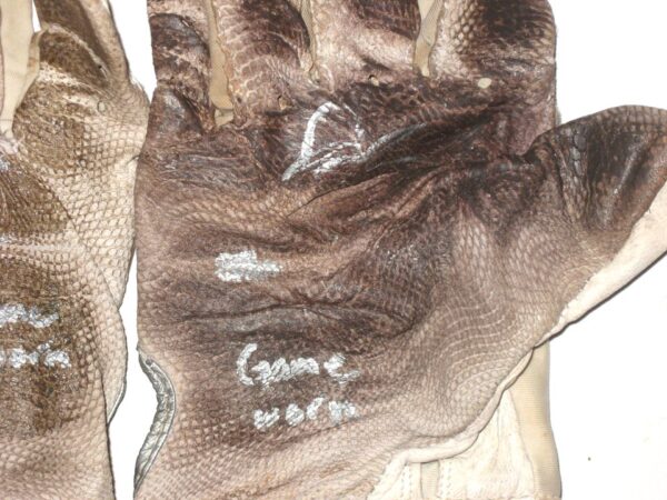 Drew Lugbauer 2021 Mississippi Braves Game Worn & Signed White & Grey Franklin Batting Gloves