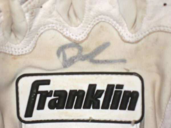 Drew Lugbauer 2021 Mississippi Braves Game Worn & Signed White & Grey Franklin Batting Gloves