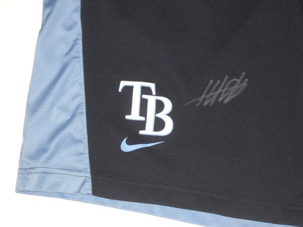 Hunter Schryver Practice Worn & Signed Official Tampa Bay Rays Nike Dri-Fit XL Shorts