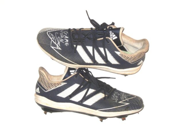 Indigo Diaz 2021 Rome Braves Game Worn & Signed Blue & White Adidas Adizero Baseball Cleats