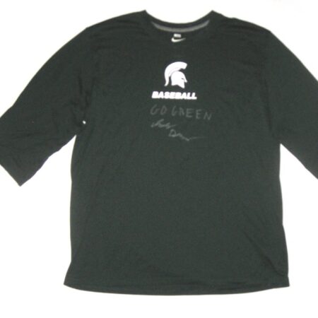 Indigo Diaz Player Issued & Signed Official Green Michigan State Spartans Baseball #24 Nike Dri-Fit XXL Shirt