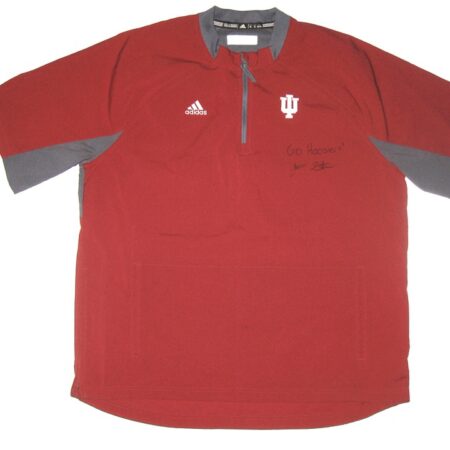 Jonathan Stiever Team Issued & Signed Official Indiana Hoosiers Short Sleeve Adidas XL Quarter-Zip Pullover