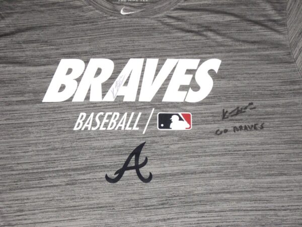 Kevin Josephina 2021 Practice Worn & Signed Official Grey Atlanta Braves Baseball Nike Dri-Fit XXL Shirt - Signed Twice!