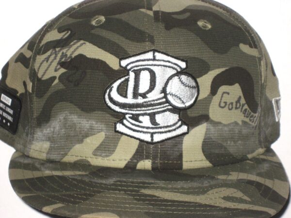 Shean Michel Game Worn & Signed Official Camouflage Rome Braves Military Appreciation New Era 59FIFTY Fitted Hat