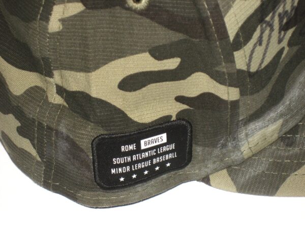 Shean Michel Game Worn & Signed Official Camouflage Rome Braves Military Appreciation New Era 59FIFTY Fitted Hat