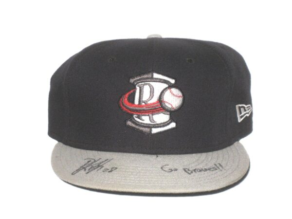 Shean Michel Game Worn & Signed Official Rome Braves Road New Era 59FIFTY Fitted Hat