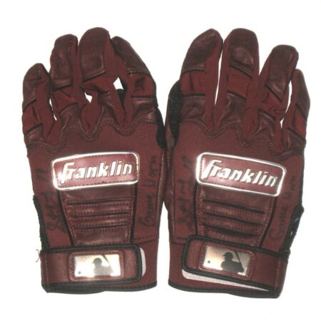 Stuart Fairchild 2021 Arizona Diamondbacks Game Worn & Signed Maroon & Black Franklin Batting Gloves