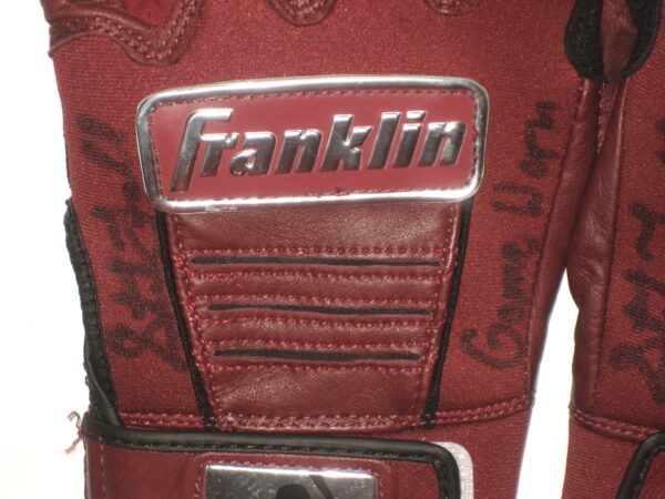 Stuart Fairchild 2021 Arizona Diamondbacks Rookie Year Game Worn & Signed Maroon & Black Franklin Batting Gloves