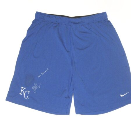 Bryce Hensley Player Issued & Signed Official Blue Kansas City Royals Nike Dri-Fit XL Shorts