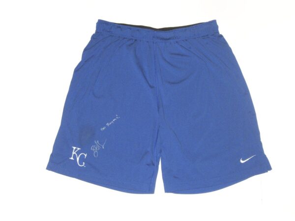 Bryce Hensley Player Issued & Signed Official Blue Kansas City Royals Nike Dri-Fit XL Shorts