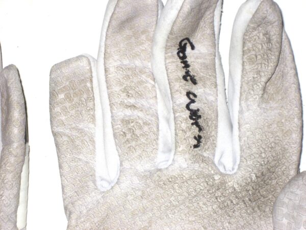 Drew Campbell 2021 Rome Braves Game Worn & Signed White, Blue & Grey Mizuno Batting Gloves