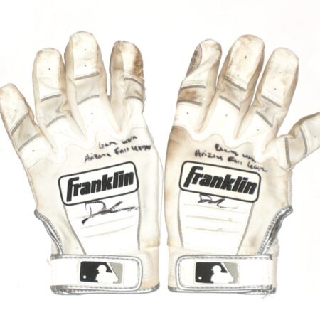 Drew Lugbauer 2021 Peoria Javelinas Game Worn & Signed White & Grey Franklin Batting Gloves - Star of the Arizona Fall League!