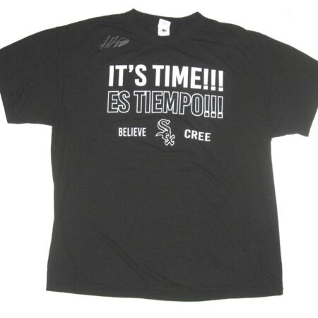 Hunter Schryver Team Issued & Signed Black & White Chicago White Sox “IT’S TIME!!!” XL Shirt