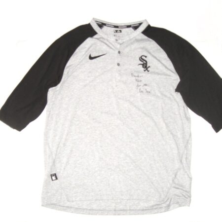 Jonathan Stiever Player Issued & Signed Official Gray Chicago White Sox "53 STIEVER" Nike Raglan 3/4 Sleeve XL Shirt