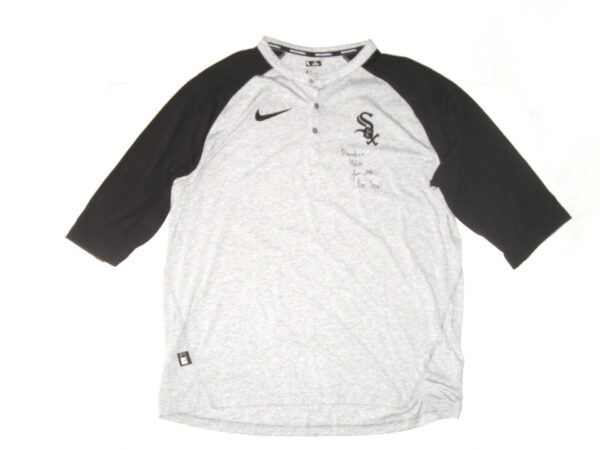 Jonathan Stiever Player Issued & Signed Official Gray Chicago White Sox "53 STIEVER" Nike Raglan 3/4 Sleeve XL Shirt