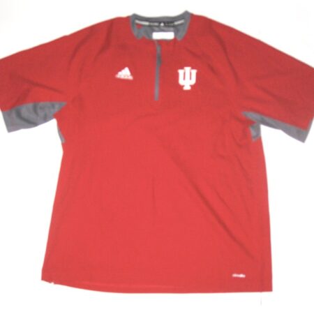 Jonathan Stiever Practice Worn Official Indiana Hoosiers Short Sleeve Adidas XL Quarter-Zip Pullover