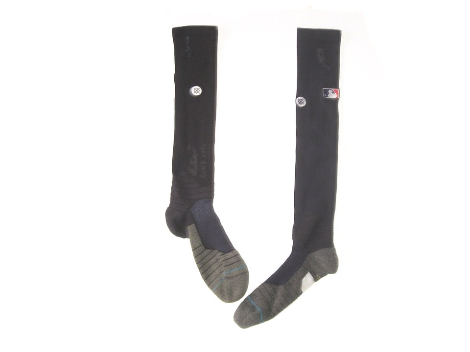 Kevin Josephina 2021 Rome Braves Game Used & Signed Blue & Grey Stance MLB Socks