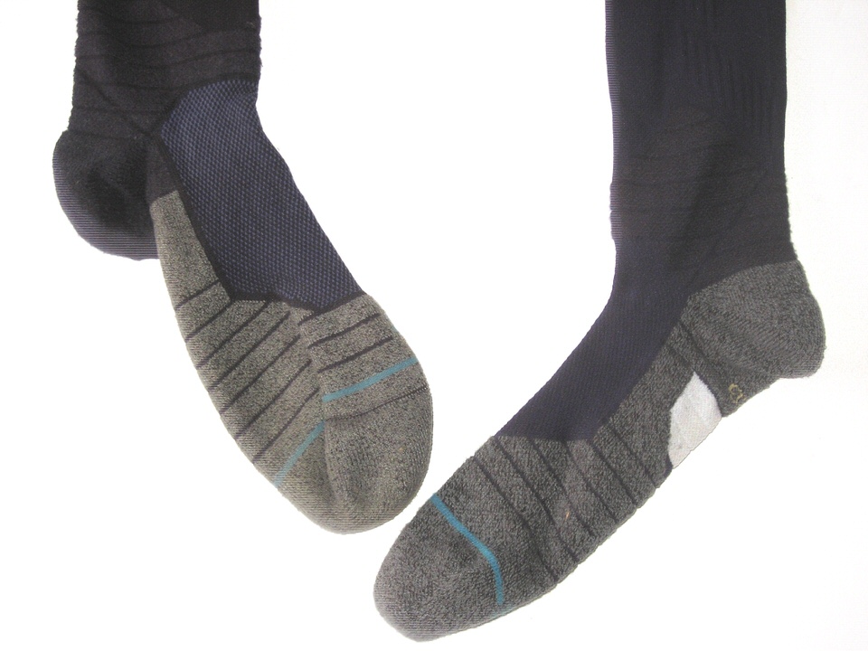 Kevin Josephina 2021 Rome Braves Game Used & Signed Blue & Grey Stance MLB Socks