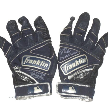 Riley Delgado 2021 Mississippi Braves Game Worn & Signed Blue Franklin Powerstrap Batting Gloves