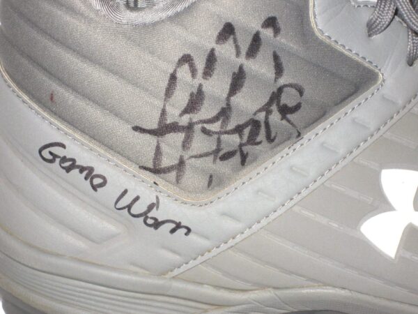 Rusber Estrada 2022 Rome Braves Game Worn & Signed Grey & White Under Armour Baseball Cleats