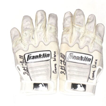 Stuart Fairchild 2021 Arizona Diamondbacks Game Worn & Signed White & Grey Franklin Batting Gloves