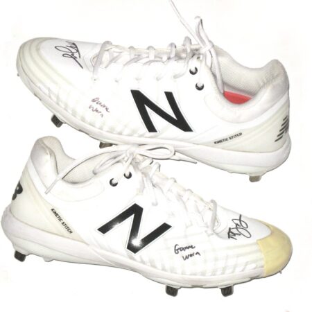 Tyler Johnson 2021 Charlotte Knights Game Worn & Signed White & Black New Balance Baseball Cleats